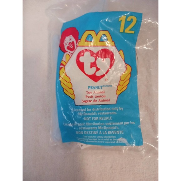 1993 McDonald's Ty Teenie Beanie Babies PEANUT The Baby Elephant In Package - Picture 6 of 10